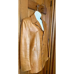 Vintage 1970s William Barry Jacket Women's Brown Leather Size 40 (8-10) Made USA